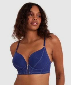 Aaliyah Full Cup Plunge Bra - Navy