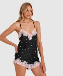 Angelica Hearts Cami - Black