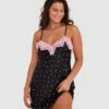 Angelica Hearts Short Slip - Black