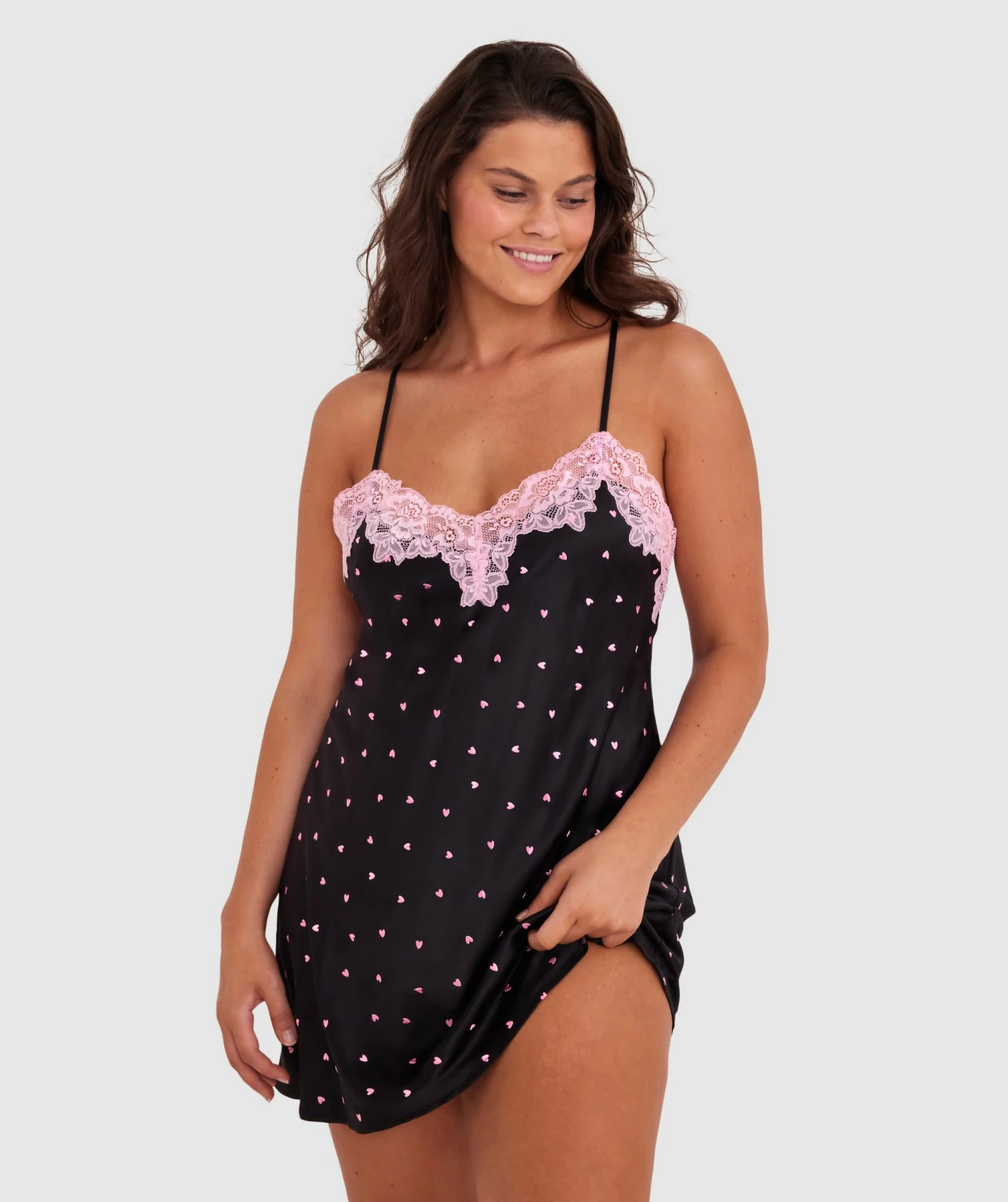 Angelica Hearts Short Slip - Black 3 Angelica Hearts Short Slip - Black