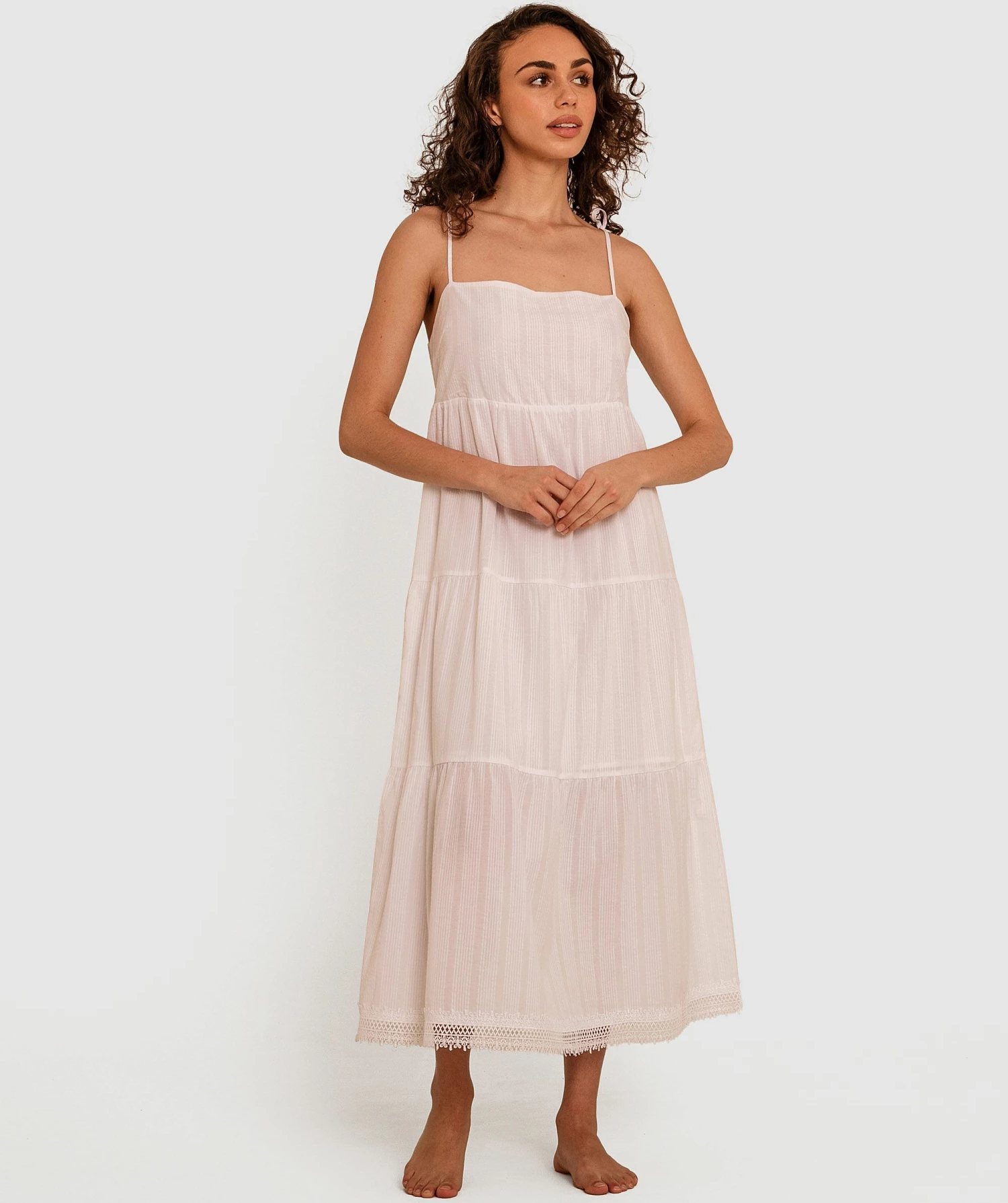 Aurelia Tiered Midi Slip - White 7 Aurelia Tiered Midi Slip - White - Image 5