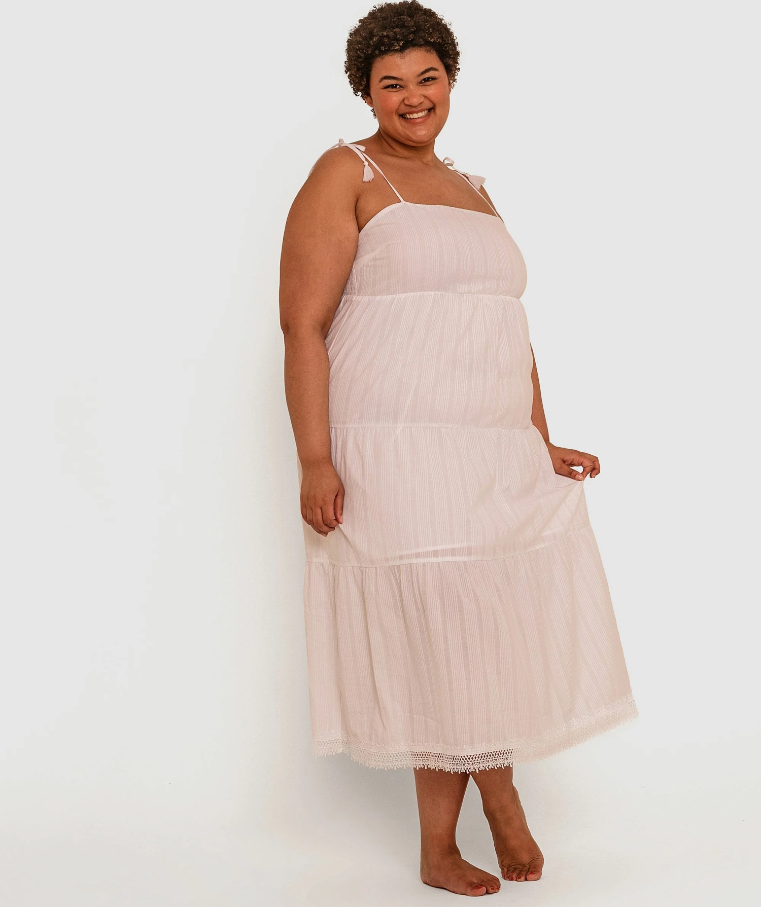 Aurelia Tiered Midi Slip - White 3 Aurelia Tiered Midi Slip - White