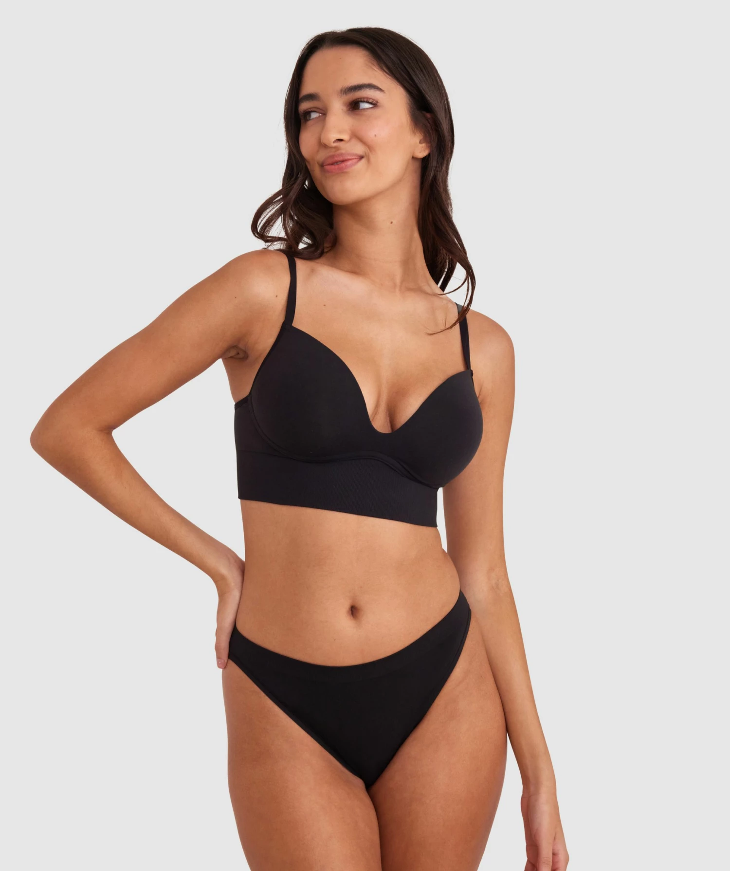 Base Layers Long Line Push Up Bra - Black 5 Base Layers Long Line Push Up Bra - Black - Image 3