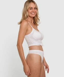 Basics Viscose Bamboo Blend High Leg V String - White -BRAS N THINGS Sales basics viscose bamboo blend high leg v string white 01405001 3