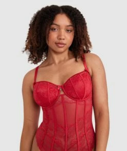Bethany Underwire Bodysuit - Red 10 Bethany Underwire Bodysuit - Red -BRAS N THINGS Sales bethany underwire bodysuit red 01373904 4
