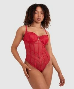 Bethany Underwire Bodysuit - Red 12 Bethany Underwire Bodysuit - Red -BRAS N THINGS Sales bethany underwire bodysuit red 01373904 7