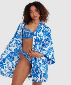 Blue Tropics Short Wrap - Cobalt Blue 12 Blue Tropics Short Wrap - Cobalt Blue -BRAS N THINGS Sales blue tropics short wrap cobalt blue 01464501 24