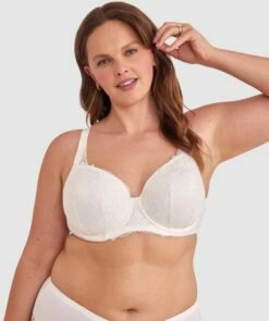 Body Bliss Full Lace Curvy Balconette Bra - Ivory