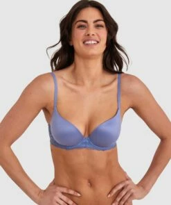 Body Bliss Lace Contour Plunge Bra - Blue