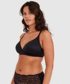 Body Bliss Wirefree Bra With Hook And Eye - Black -BRAS N THINGS Sales body bliss wirefree bra with hook and eye black 00628901 1