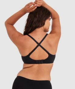 Body Bliss Wirefree Bra With Hook And Eye - Black -BRAS N THINGS Sales body bliss wirefree bra with hook and eye black 00628901 2