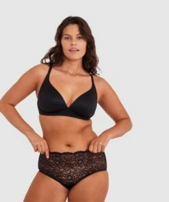 Body Bliss Wirefree Bra With Hook And Eye - Black