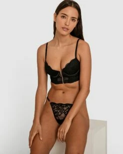 Breeze Longline Push Up Bra - Black