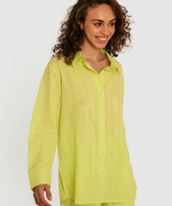 Carissa Long Sleeve Sleep Shirt - Bright Green