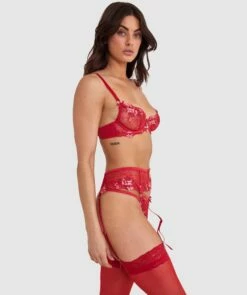 Enchanted Sakura Suspender - Red 11 Enchanted Sakura Suspender - Red -BRAS N THINGS Sales enchanted sakura suspender red 01448101 11
