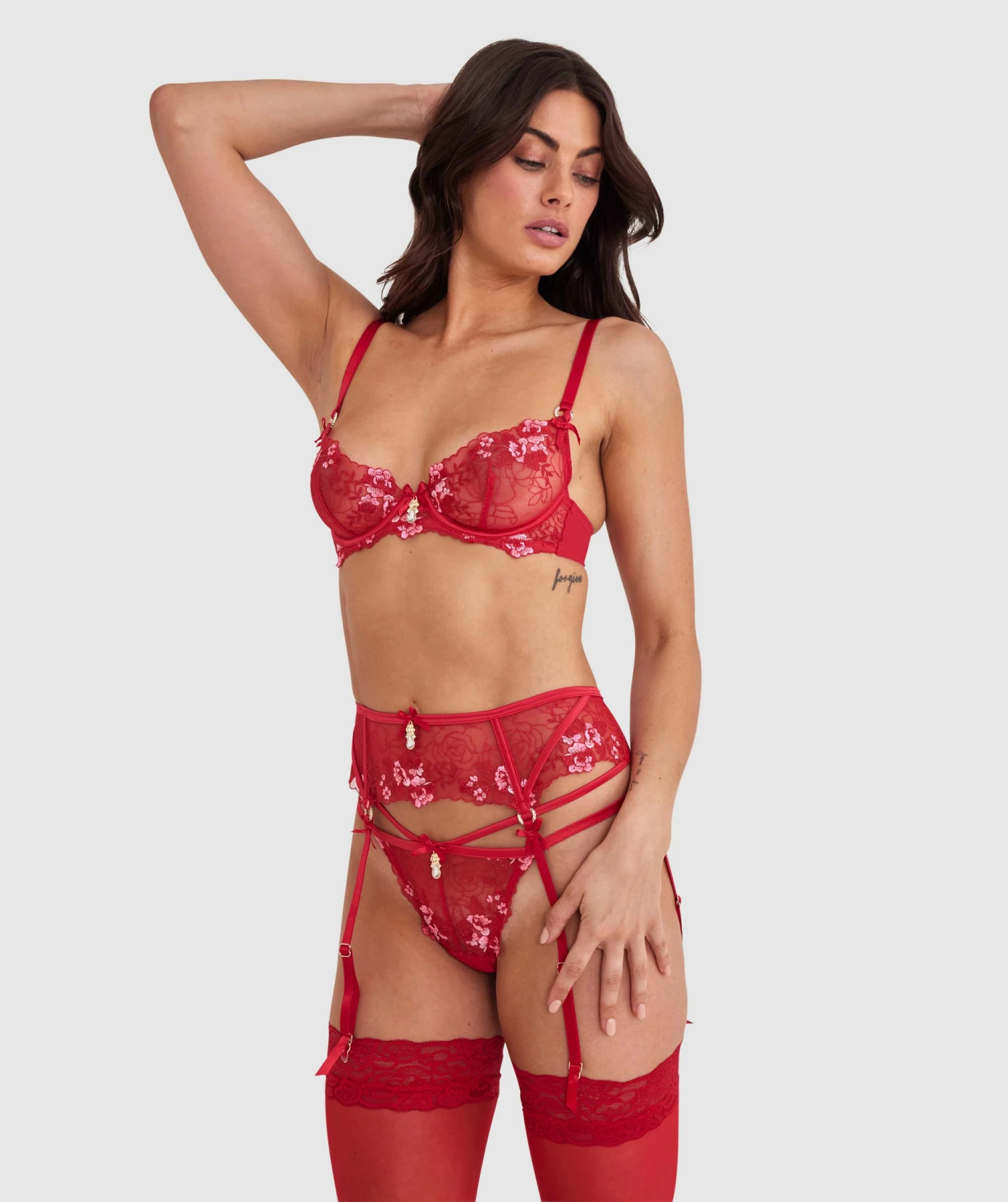 Enchanted Sakura Suspender - Red 4 Enchanted Sakura Suspender - Red - Image 2