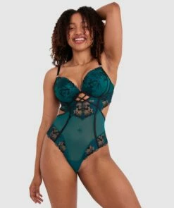 Evie Push Up Bodysuit - Dark Green