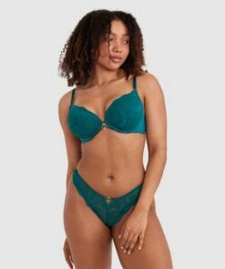 Floriane Contour Plunge Bra - Dark Green