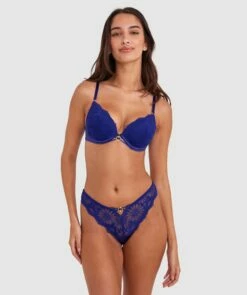 Floriane Contour Plunge Bra - Navy -BRAS N THINGS Sales floriane contour plunge bra navy 01478103 2