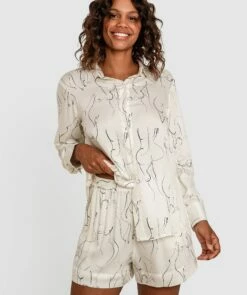 In The Nude Long Sleeve Sleep Shirt - Print