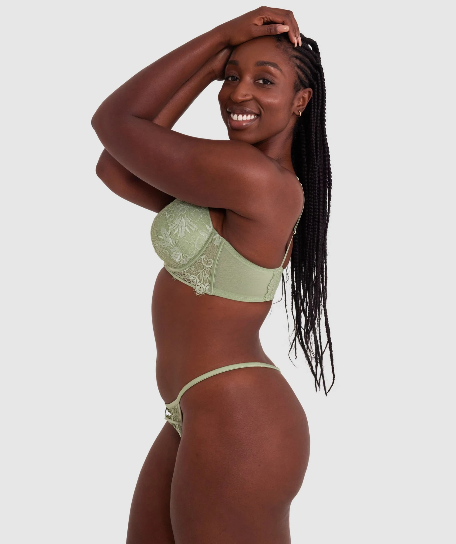 Ingrid Contour Plunge Longline Bra - Khaki 4 Ingrid Contour Plunge Longline Bra - Khaki - Image 2