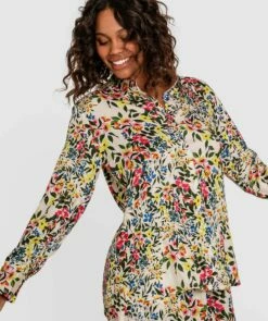 Into The Garden Long Sleeve Sleep Shirt - Print Ditsy Floral