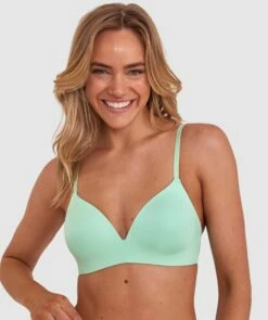 Jewel Contour Plunge Wirefree Bra - Mint Green
