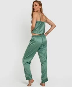 Liquid Satin Long Pant - Green 9 Liquid Satin Long Pant - Green -BRAS N THINGS Sales liquid satin long pant green 01344805 8