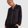 Liquid Satin Long Sleeve Shirt - Black 2 Liquid Satin Long Sleeve Shirt - Black -BRAS N THINGS Sales liquid satin long sleeve shirt black 01344604 19