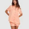 Liquid Satin Short Sleeve - Light Coral -BRAS N THINGS Sales liquid satin short sleeve light coral 01324510