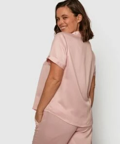 Liquid Satin Short Sleeve Top - Light Pink 8 Liquid Satin Short Sleeve Top - Light Pink -BRAS N THINGS Sales liquid satin short sleeve top light pink 01324502 7