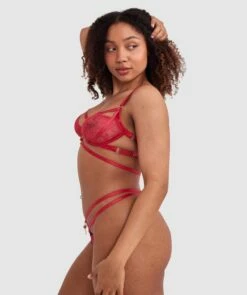 Night Games Bleeding Hearts Soft Cup & Mini V Set - Red -BRAS N THINGS Sales night games bleeding hearts soft cup mini v set red 01468201 17