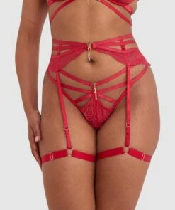 Night Games Bleeding Hearts Suspender - Red