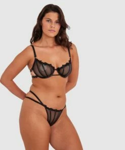 Night Games Desires Soft Cup & Mini V Set - Black -BRAS N THINGS Sales night games desires soft cup mini v set black 01469201 4