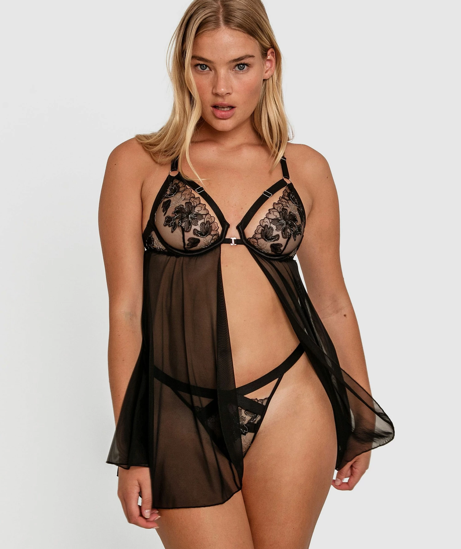 Night Games Empowered Underwire Babydoll - Black 3 Night Games Empowered Underwire Babydoll - Black