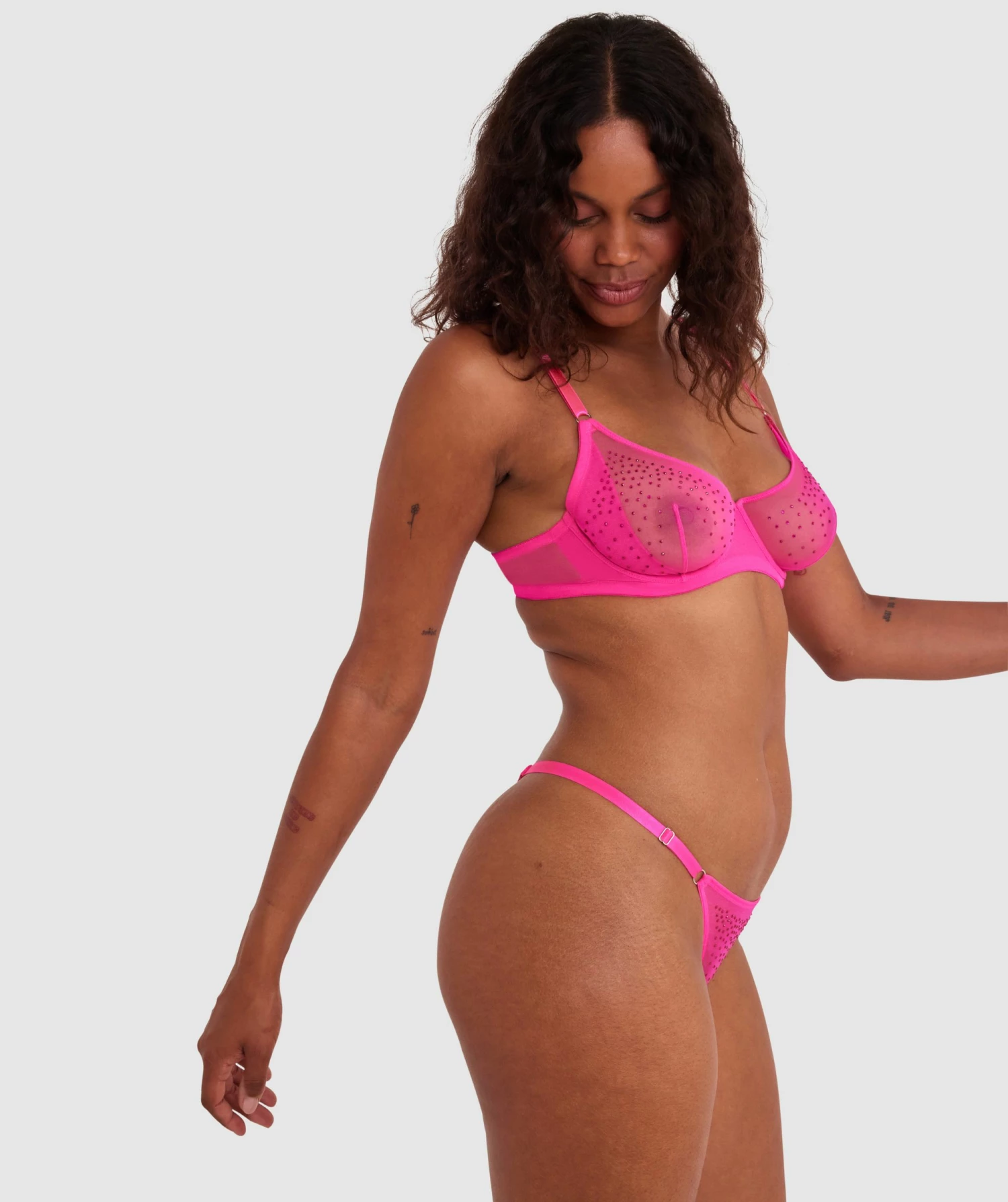 Night Games Night Lights Underwire & Mini V Set - Hot Pink 6 Night Games Night Lights Underwire & Mini V Set - Hot Pink - Image 4