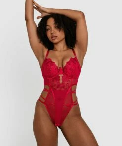 Night Games Showstopper Push Up Bodysuit - Red