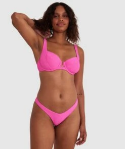 Planet Bliss Swim New Wave Brazilian Pant - Hot Pink