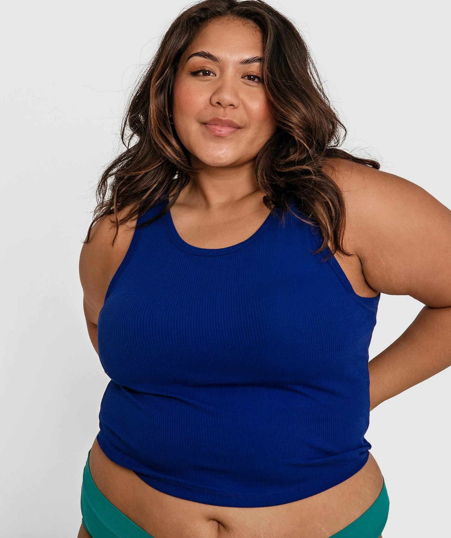 Rib Tank With Shelf Bra - Navy 3 Rib Tank With Shelf Bra - Navy