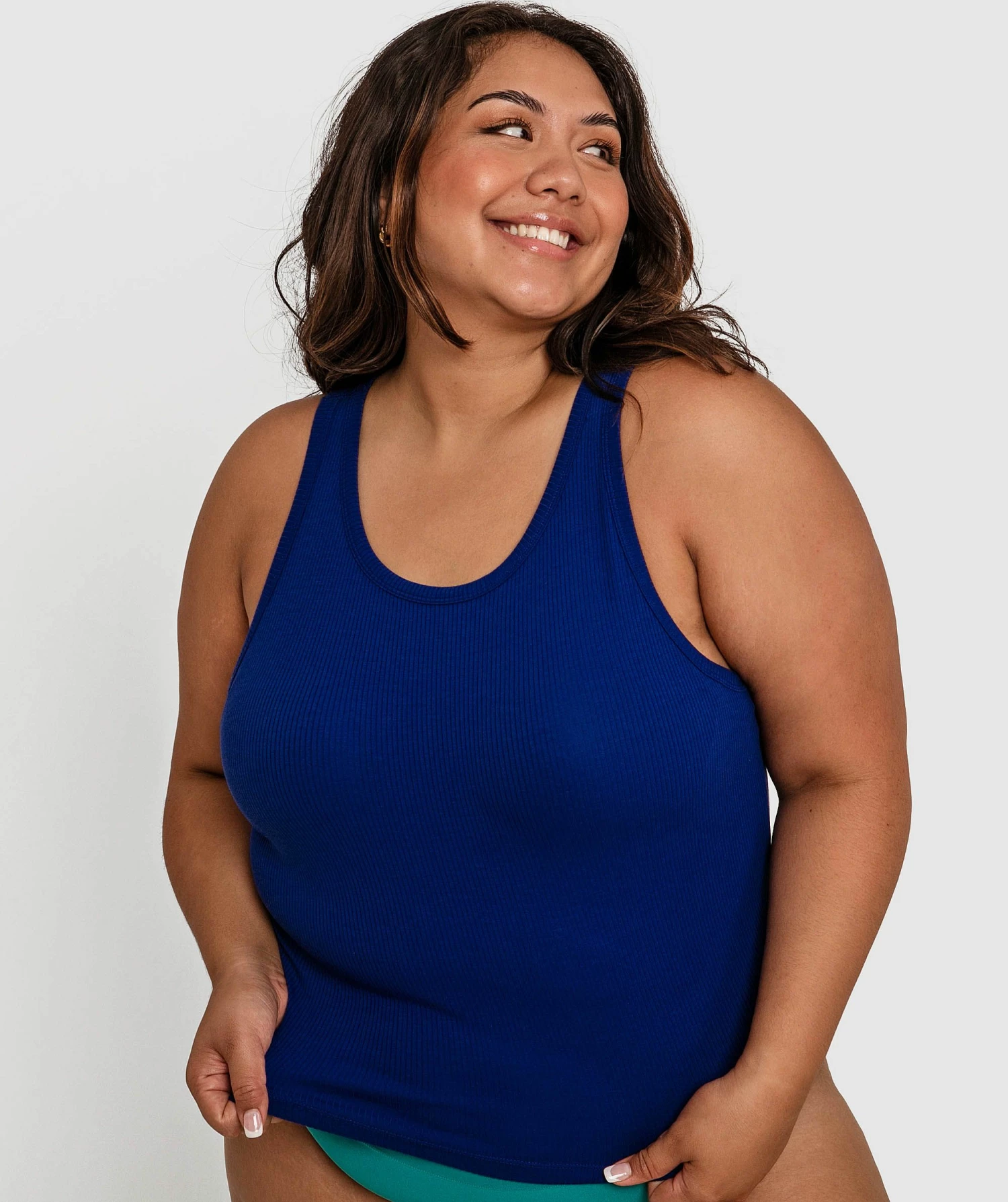 Rib Tank With Shelf Bra - Navy 4 Rib Tank With Shelf Bra - Navy - Image 2