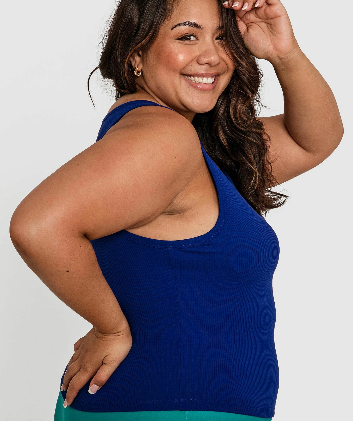 Rib Tank With Shelf Bra - Navy 5 Rib Tank With Shelf Bra - Navy - Image 3