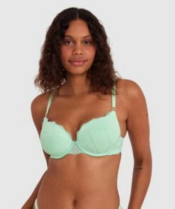 Tia Contour Plunge Bra - Mint Green