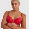 Tia Push Up Plunge Bra - Red -BRAS N THINGS Sales tia push up plunge bra red 01441101 8
