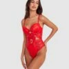 Vamp Don't You Dare Push Up Bodysuit - Red -BRAS N THINGS Sales vamp don t you dare push up bodysuit red 01486301