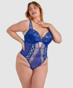 Vamp Enjoy Lovebirds Push Up Bodysuit - Cobalt Blue