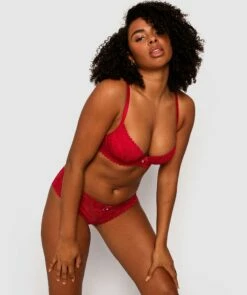 Venice Dentele Plunge Double Push Up Bra - Red -BRAS N THINGS Sales venice dentele plunge double push up bra red 01012805 4
