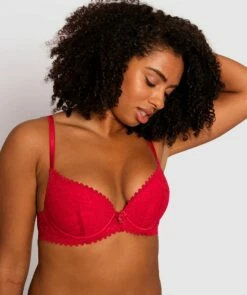 Venice Dentele Plunge Double Push Up Bra - Red -BRAS N THINGS Sales venice dentele plunge double push up bra red 01012805 6