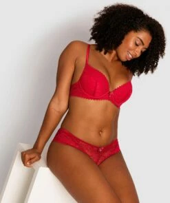 Venice Dentele Plunge Double Push Up Bra - Red -BRAS N THINGS Sales venice dentele plunge double push up bra red 01012805 7