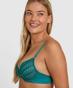 Zuri Push Up Plunge Bra - Teal -BRAS N THINGS Sales zuri push up plunge bra teal 01413302 15